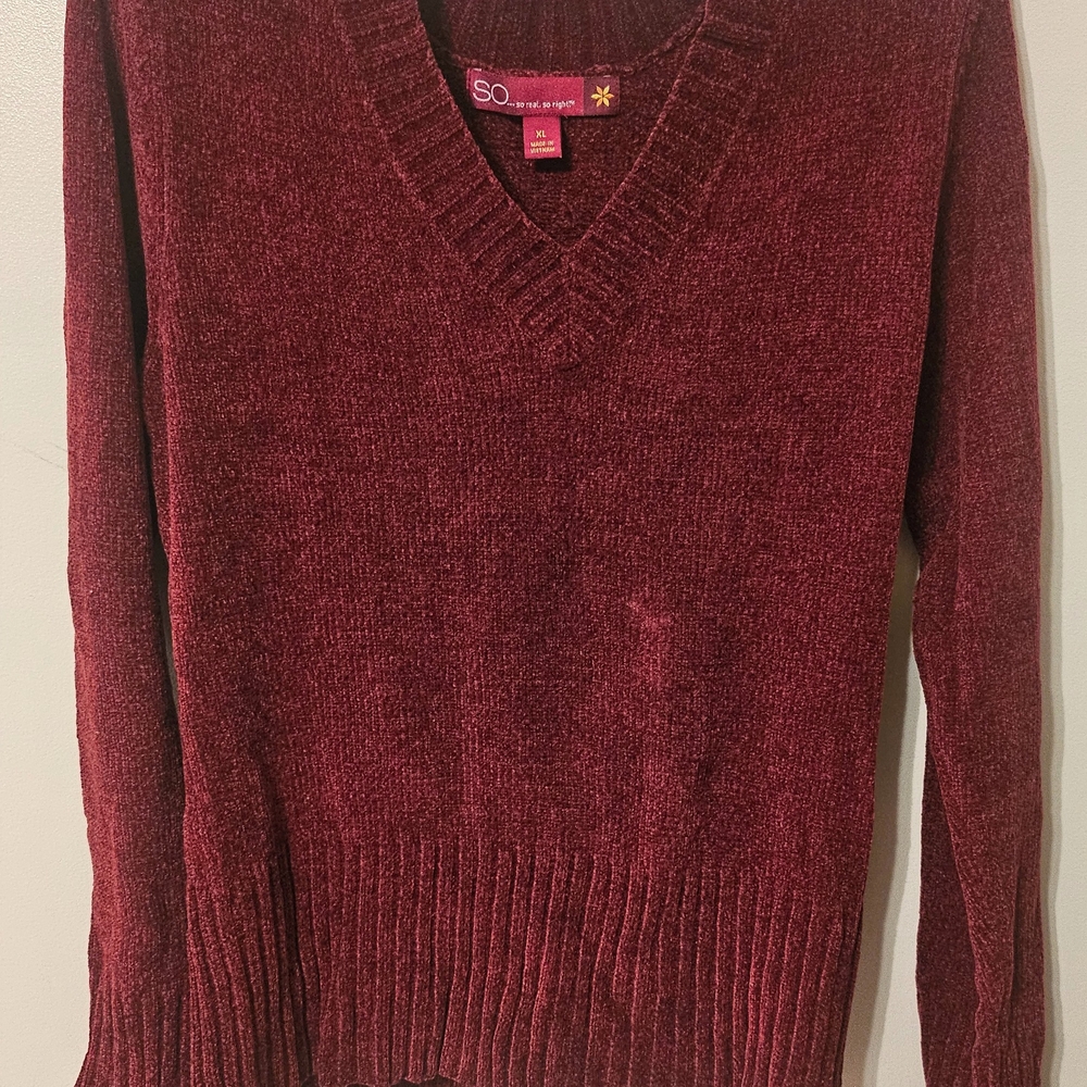SO Women's V-Neck Sweater - Red
